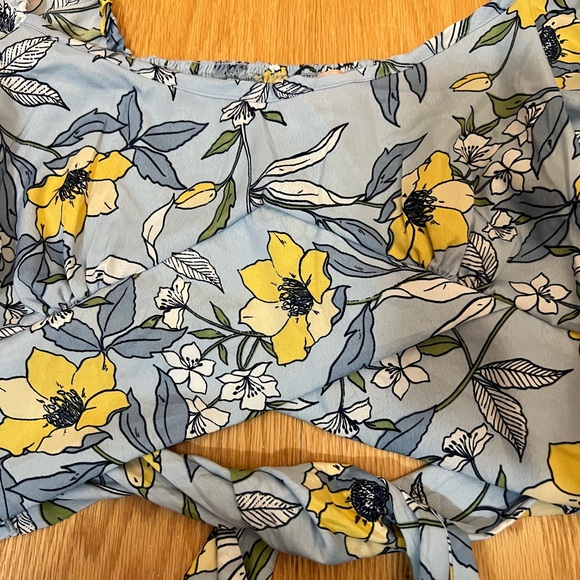 Puffy Sleeved Crop Top With Tie in Back - Picture 8 of 9